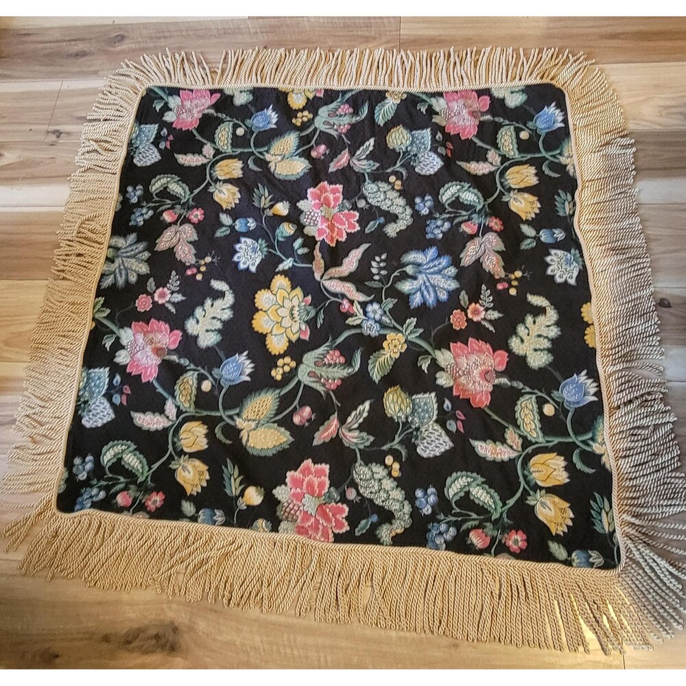 Reversible Tapestry Accent Blanket - French Country Floral Jacquard Throw